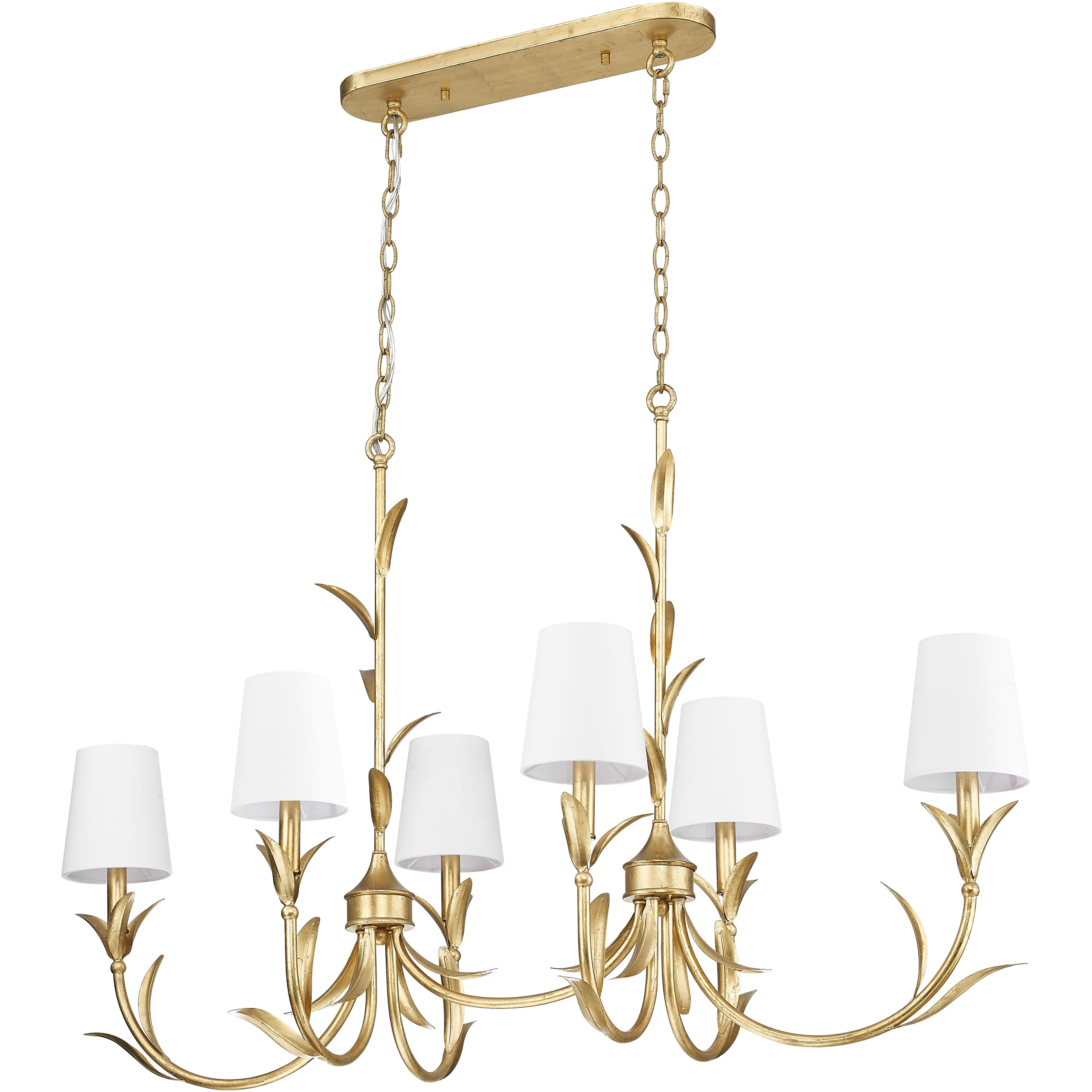 Aslin 6 Light 44 inch Gold Leaf Linear Chandelier Ceiling Light