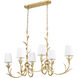 Aslin 6 Light 44 inch Gold Leaf Linear Chandelier Ceiling Light