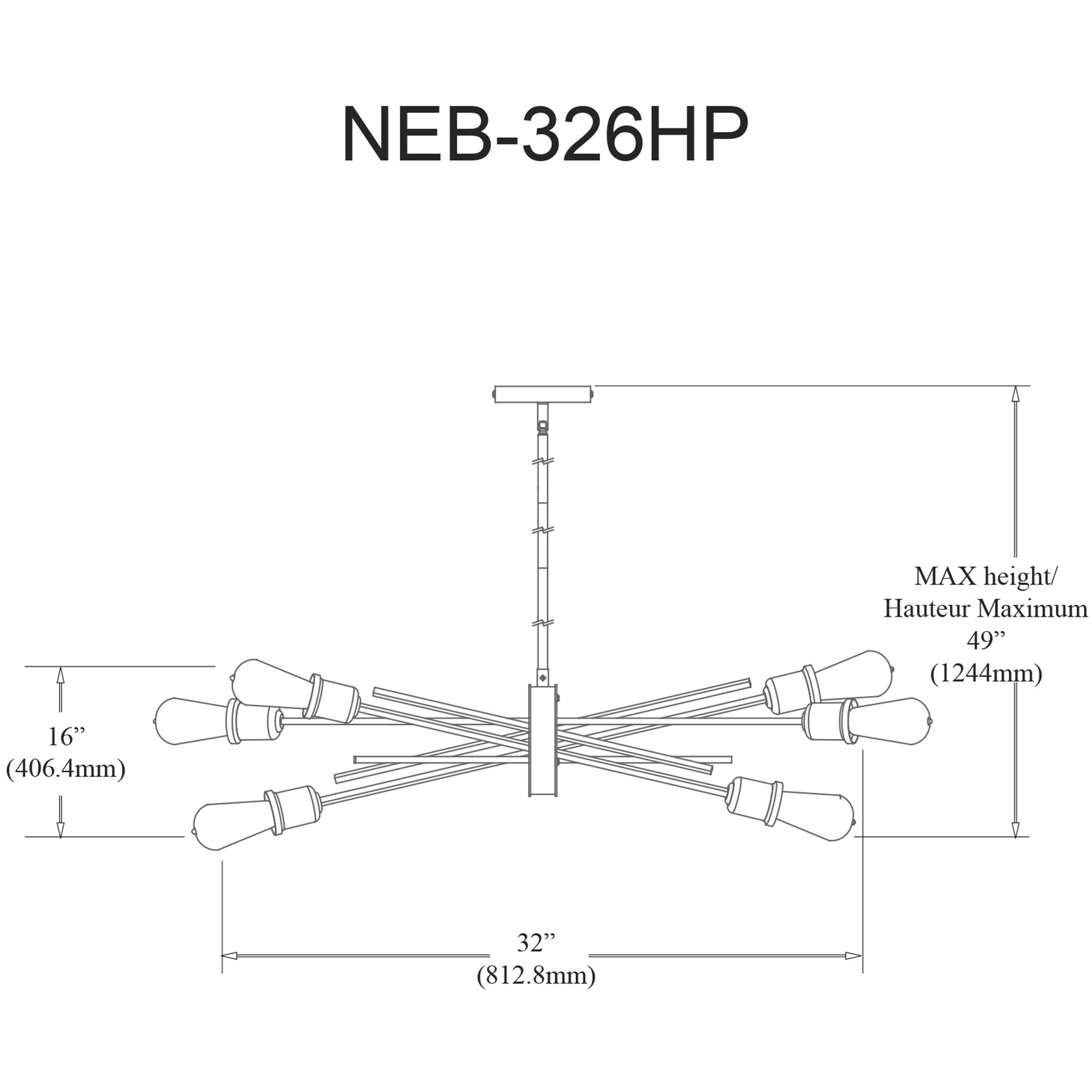 Nebraska 6 Light 32 inch Aged Brass Horizontal Pendant Ceiling Light
