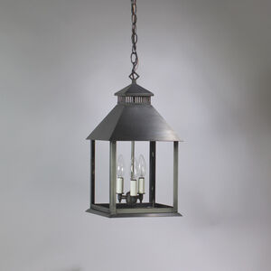 Cambridge 2 Light 10 inch Verdi Gris Hanging Lantern Ceiling Light in Clear Seedy Glass, Candelabra