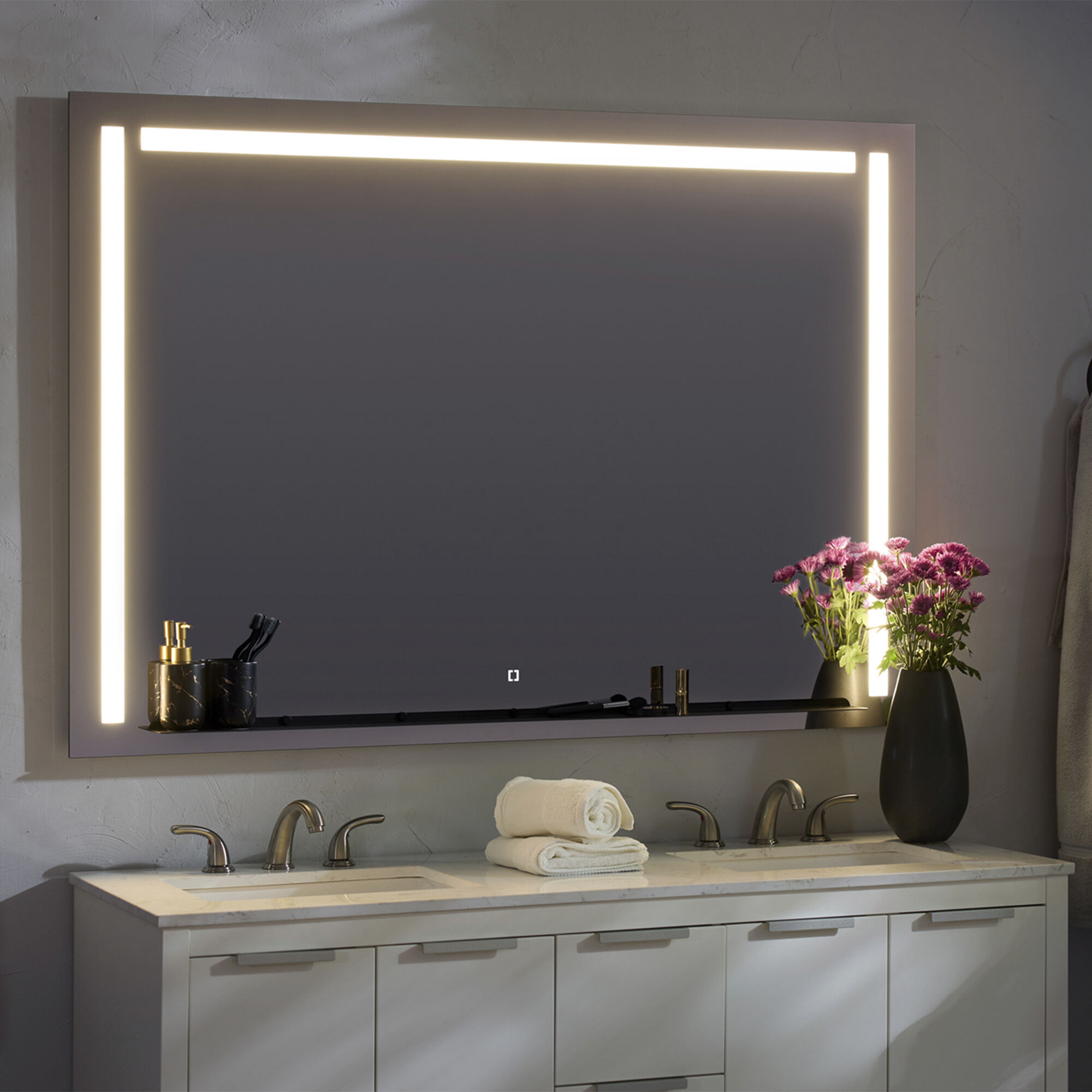 Skylight 36 X 36 inch Black LED Lighted Mirror, Vanita by Oxygen
