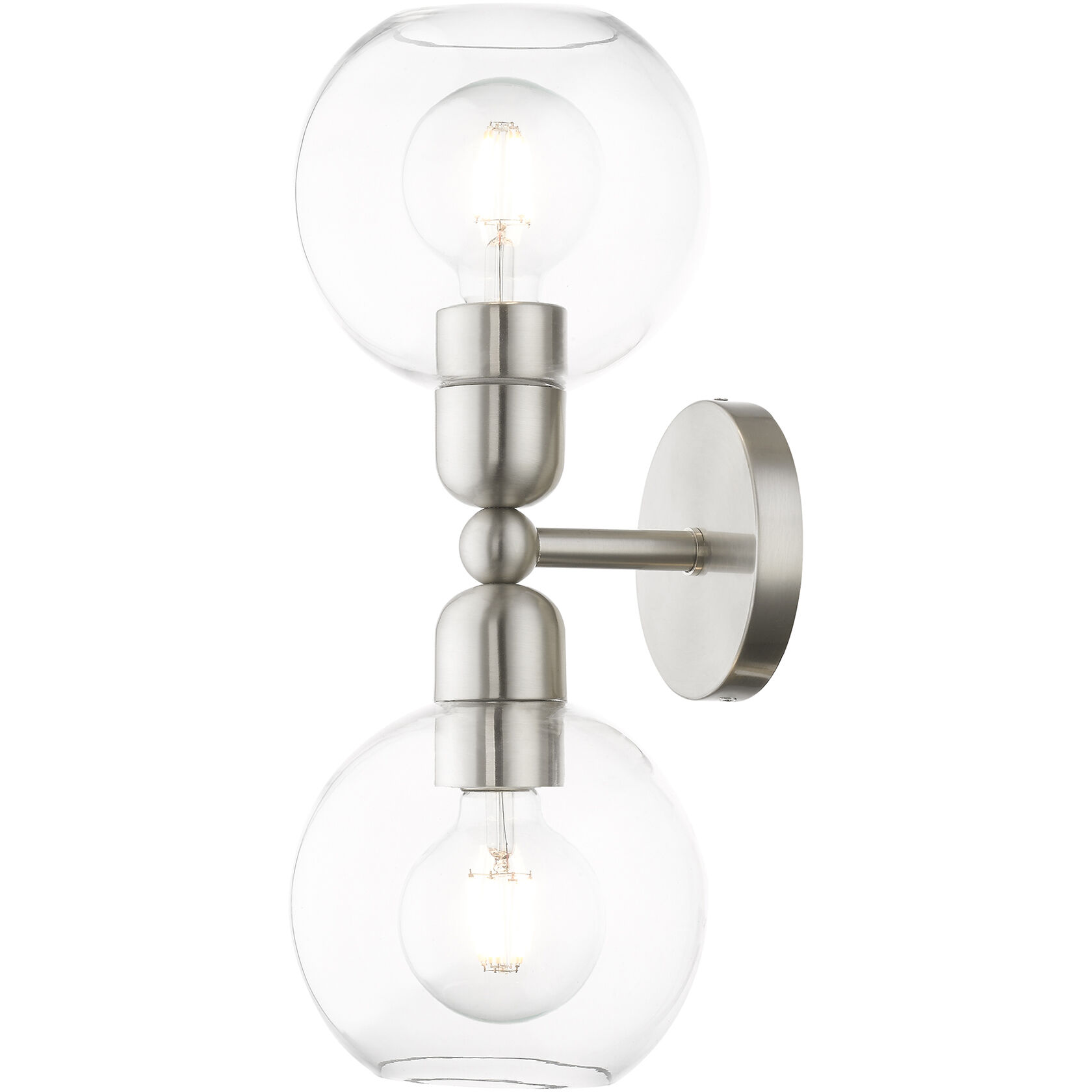 Downtown 2 Light 7 inch Brushed Nickel Vanity Sconce Wall Light, Sphere