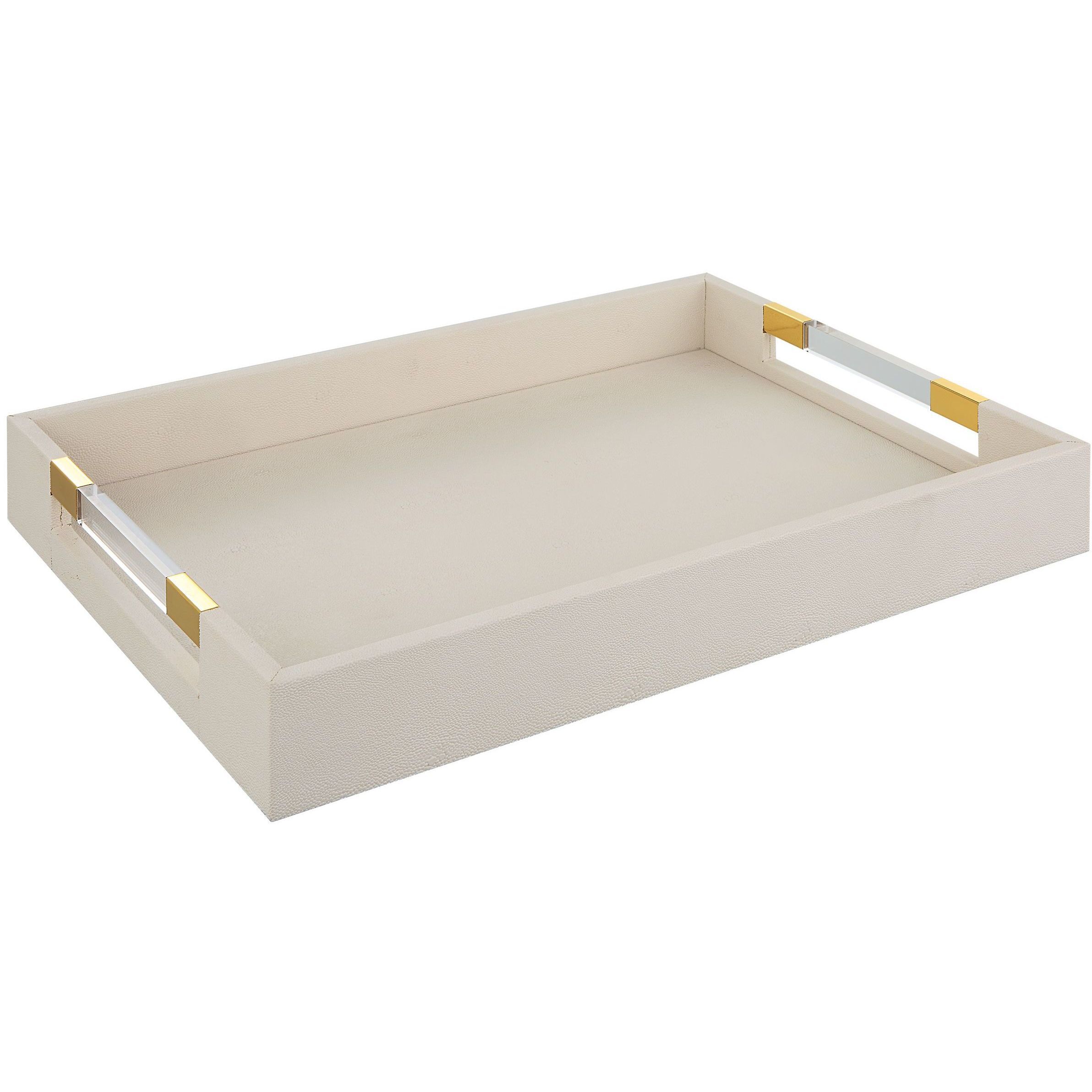 Wessex White Faux Shagreen with Acrylic and Brass Tray