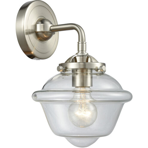 Nouveau Small Oxford 1 Light 8 inch Brushed Satin Nickel Sconce Wall Light in Clear Glass, Nouveau