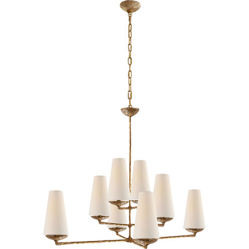 AERIN Fontaine 8 Light 39 inch Gilded Plaster Offset Chandelier Ceiling Light, Large