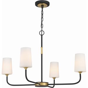 Niles 4 Light 34 inch Black Forged and Modern Gold Chandelier Ceiling Light