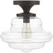 Vintage 1 Light 12 inch Oil Rubbed Bronze Semi-Flush Ceiling Light