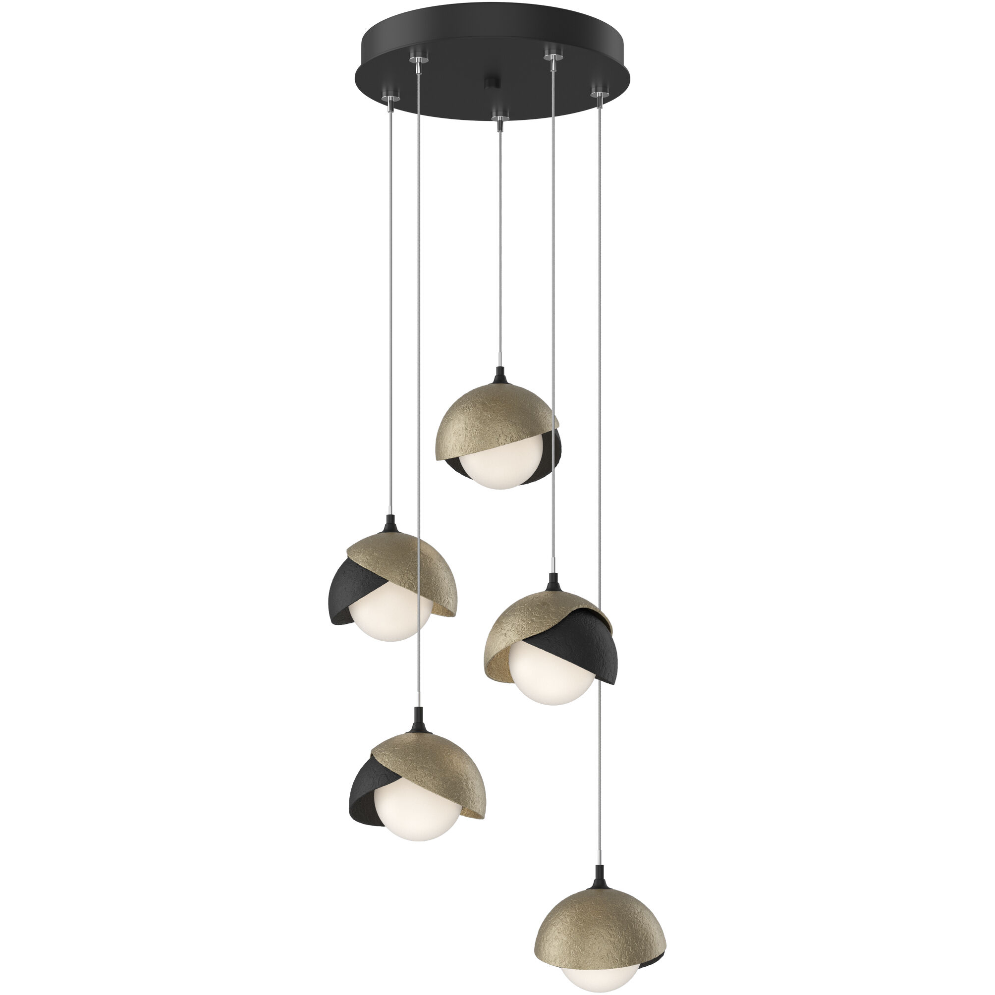 Brooklyn 5 Light 16 inch Black and Soft Gold Pendant Ceiling Light in Black/Soft Gold