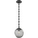 Aster 1 Light 9.7 inch Matte Black Pendant Ceiling Light in Smoke, Rectangular Chain