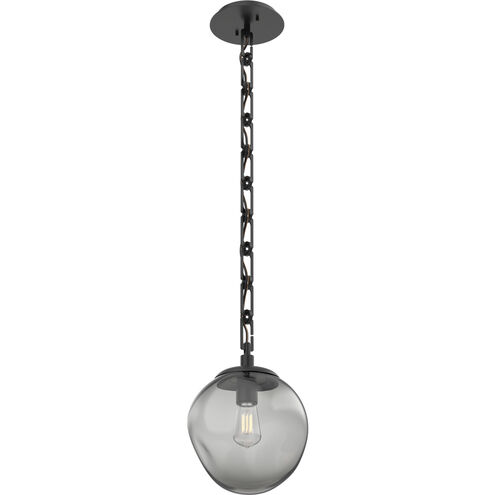 Aster 1 Light 9.7 inch Matte Black Pendant Ceiling Light in Smoke, Rectangular Chain