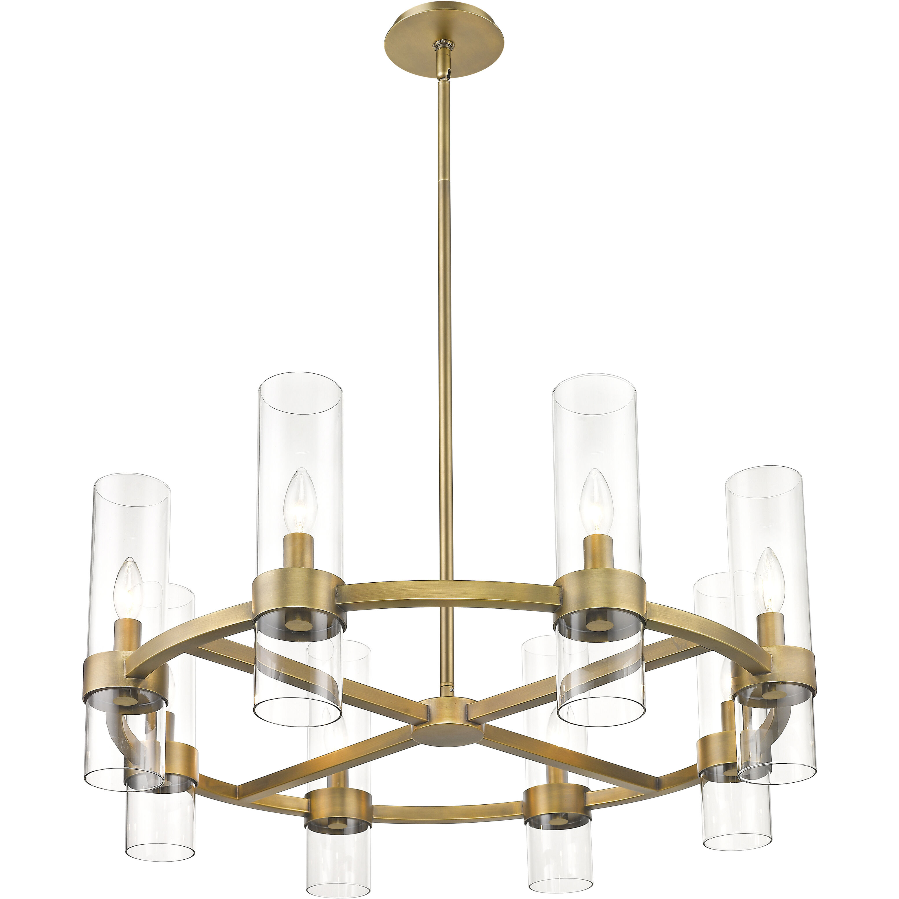 Datus 8 Light 32 inch Rubbed Brass Chandelier Ceiling Light