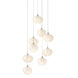 Ume 9 Light 20.5 inch Vintage Platinum Pendant Ceiling Light in Frosted, Round