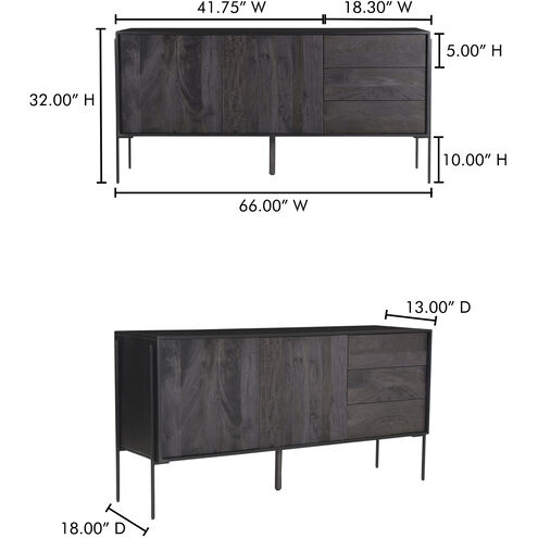 Tobin 66 X 18 inch Charcoal Sideboard