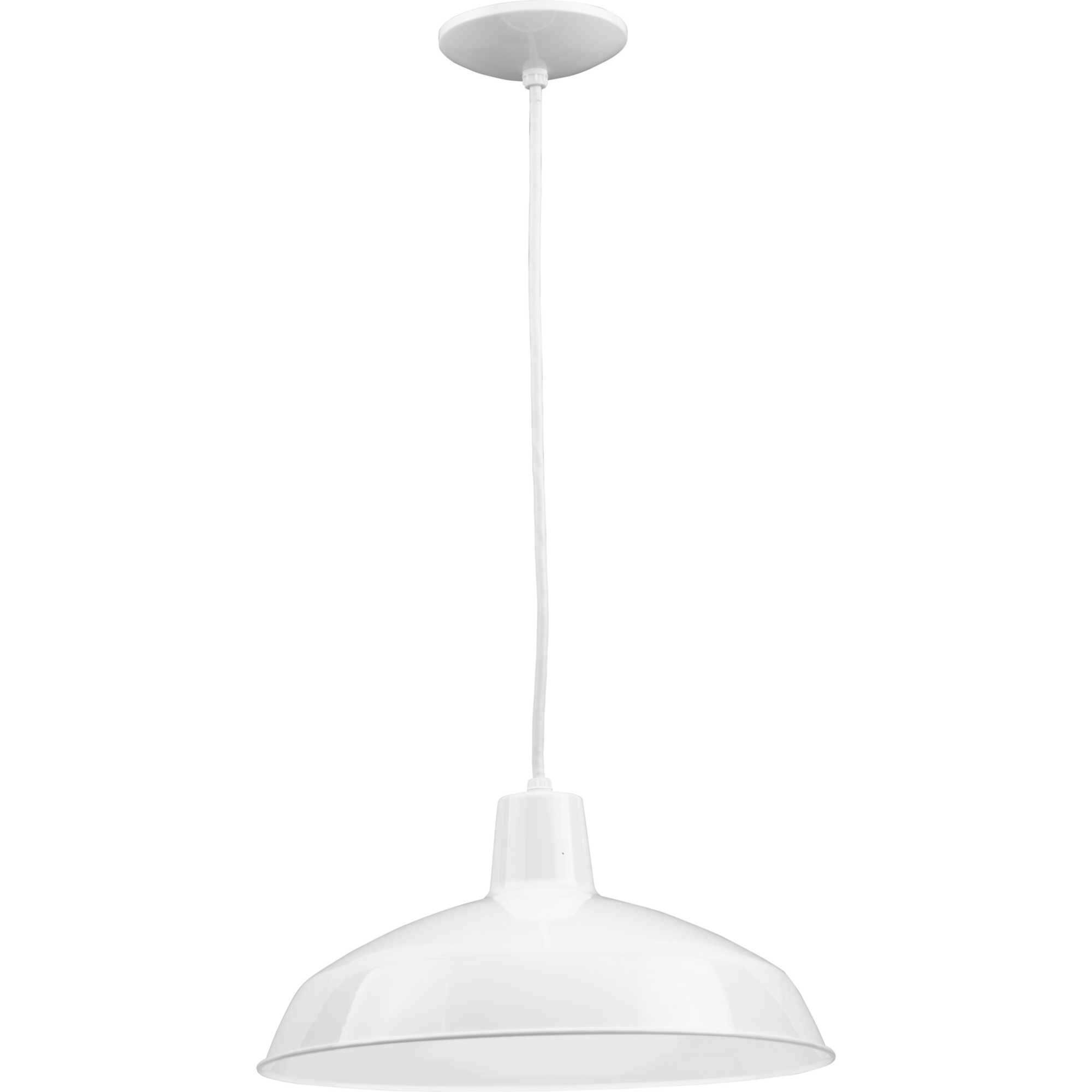 Metal Shade 1 Light White Pendant Ceiling Light in Standard