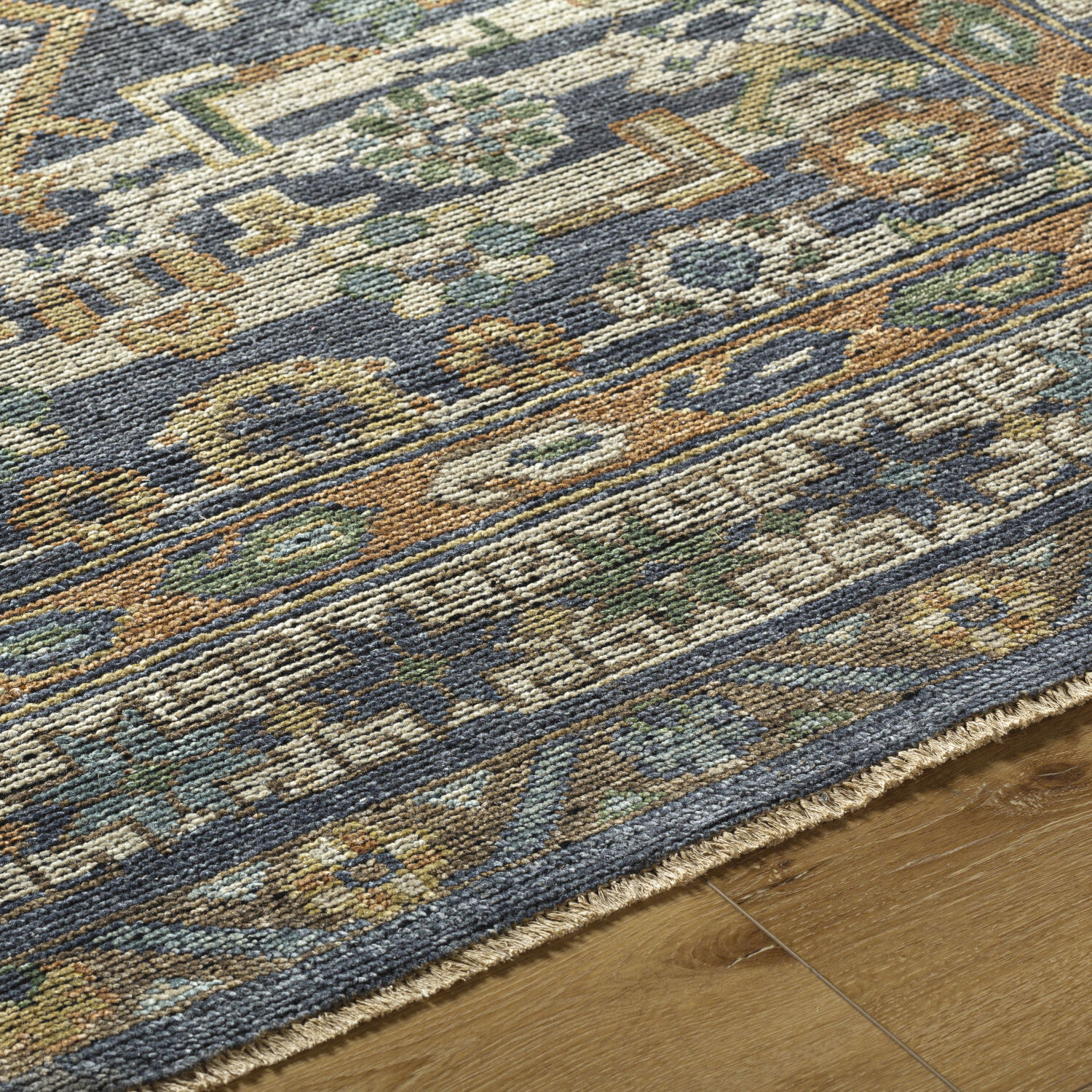 Reign 120 X 30 inch Navy / Sage / Olive / Oatmeal / Brown Handmade Rug in 2.5 X 10