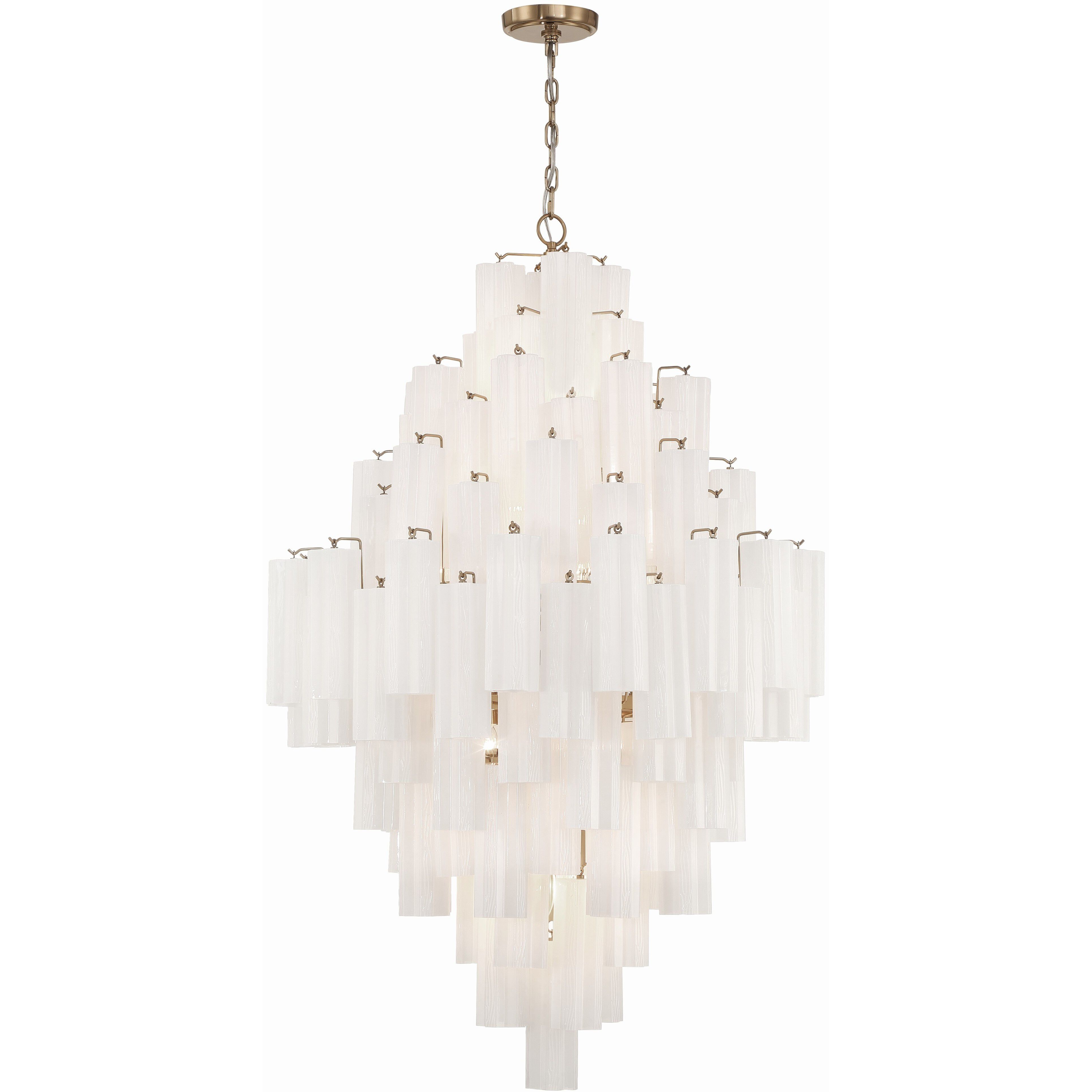 Addis 20 Light 31.5 inch Aged Brass Chandelier Ceiling Light in White