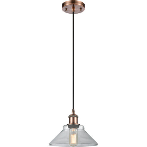 Ballston Orwell 1 Light 8 inch Antique Copper Mini Pendant Ceiling Light in Clear Glass, Ballston