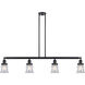 Franklin Restoration Small Canton 4 Light 50.63 inch Matte Black Island Light Ceiling Light in Clear Glass, Franklin Restoration