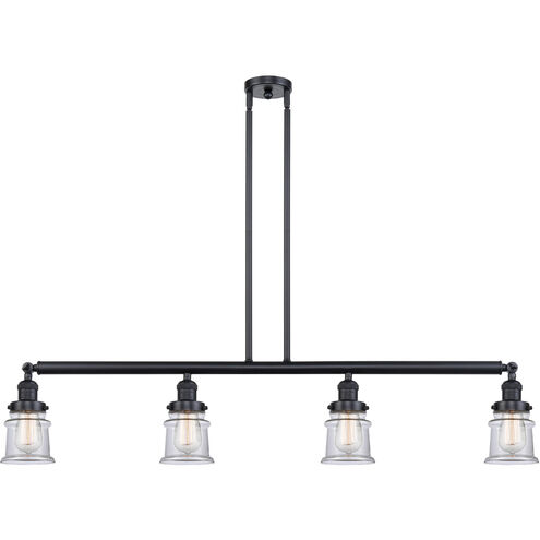 Franklin Restoration Small Canton 4 Light 50.63 inch Matte Black Island Light Ceiling Light in Clear Glass, Franklin Restoration