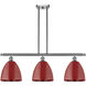 Ballston Plymouth Dome 3 Light 36 inch Brushed Satin Nickel Island Light Ceiling Light in Matte Red