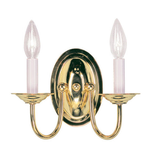 Home Basics 2 Light 10 inch Polished Brass Wall Sconce Wall Light