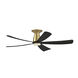 Kute5 52 52 inch Brushed Satin Brass with Black Blades Indoor/Outdoor Ceiling Fan