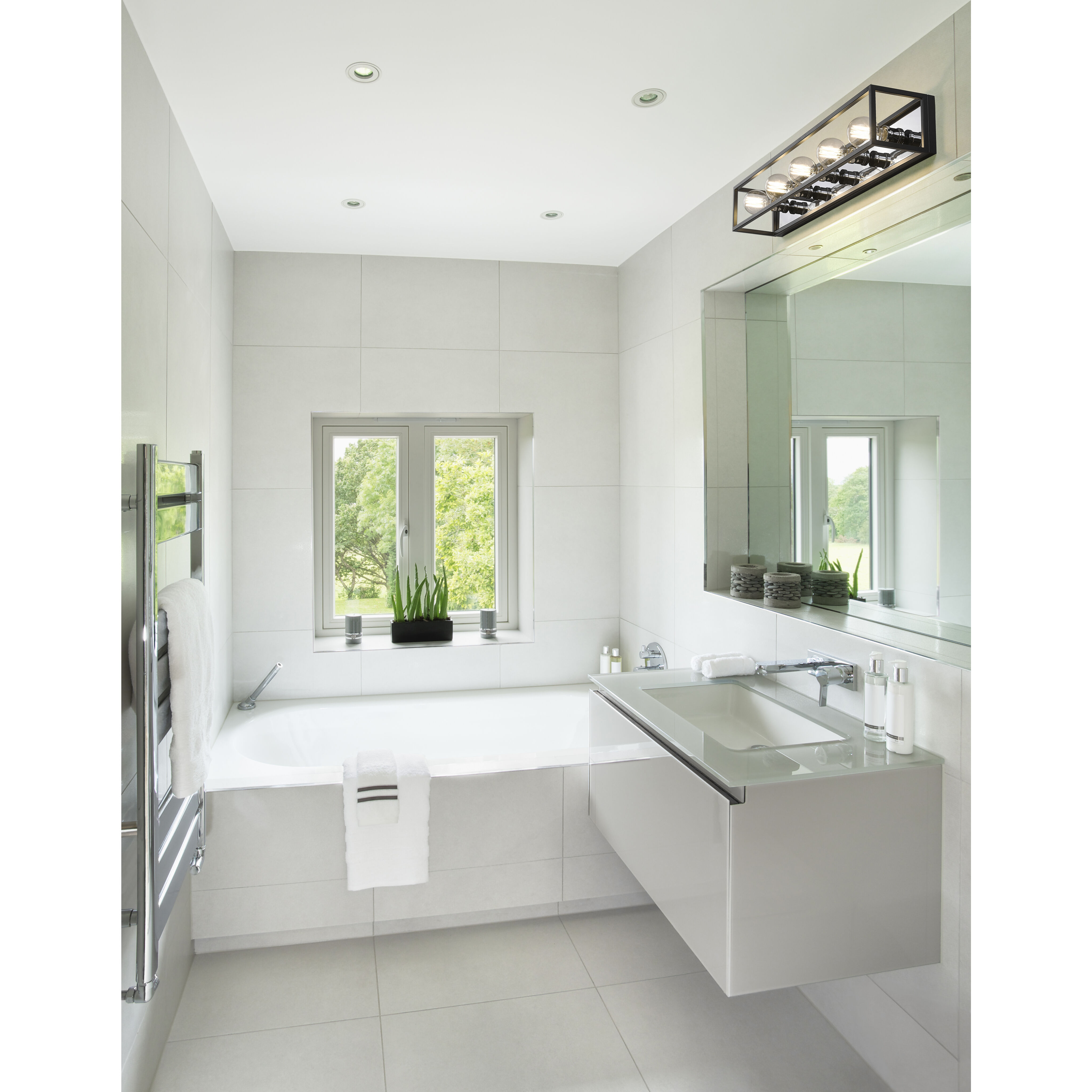 Kube 5 Light 39.5 inch Matte Black and Chrome Vanity Wall Light