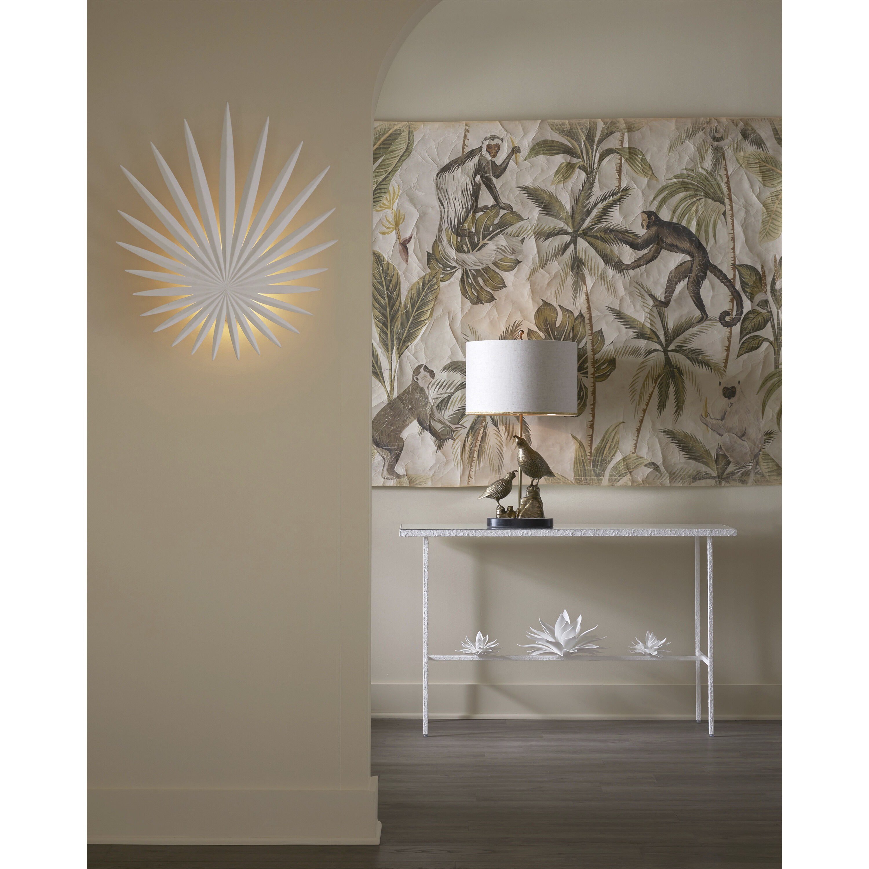 Sisalana 50.25 inch Yeso Blanco and Mirror Console Table, Marjorie Skouras Collection