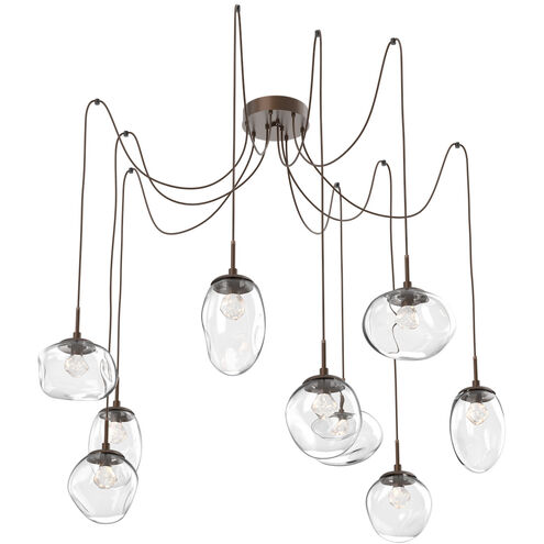 Cosmos LED 17 inch Burnished Bronze Swag Multi-Pendant Ceiling Light in 3000K LED, Zircon Inner - Clear Outer