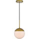 Eclipse 1 Light 8 inch Brass Pendant Ceiling Light