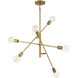 Contemporary 6 Light 26 inch Natural Brass Chandelier Ceiling Light