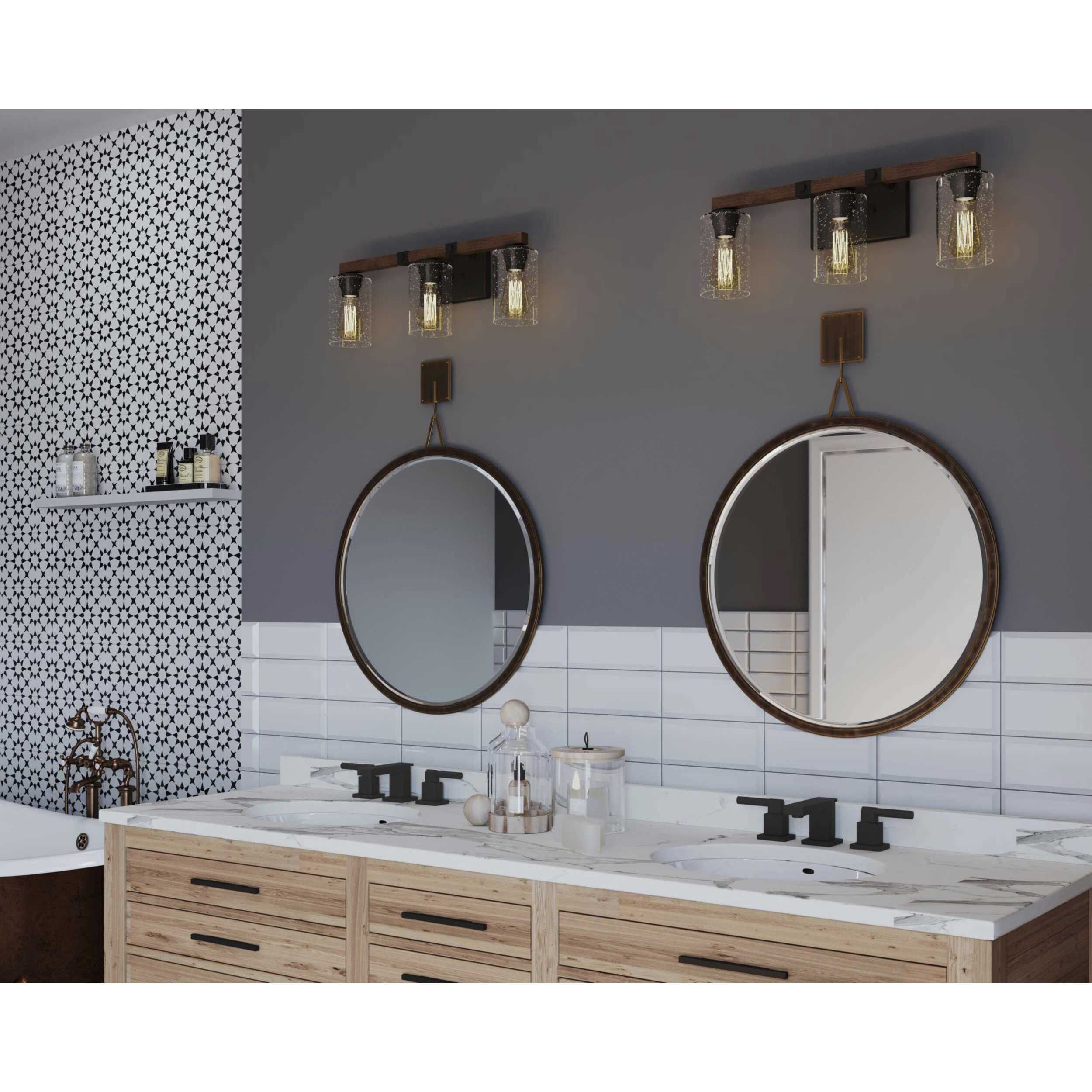 Barnes Mill 3 Light 24 inch Antique Bronze Bath Vanity Wall Light