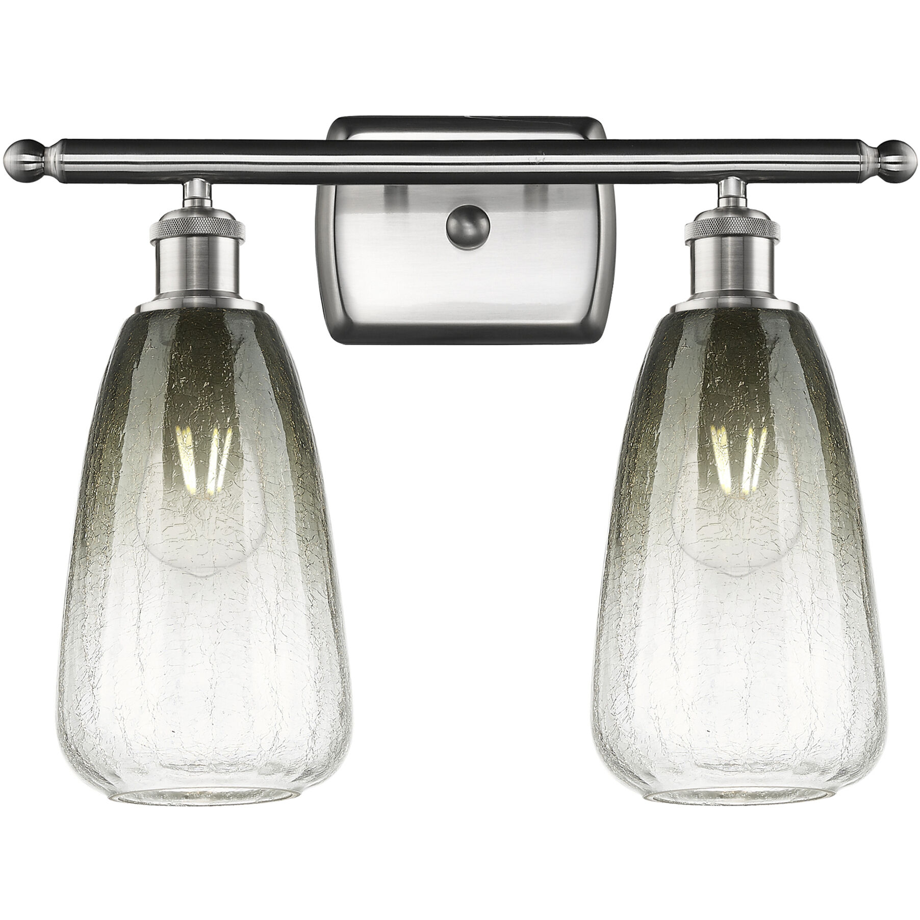 Ballston Brookhaven Almond 2 Light 16 inch Brushed Satin Nickel Bath Vanity Light Wall Light in Slate Glass