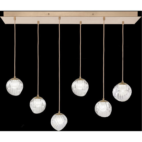 Nest 6 Light 14.5 inch Gold Pendant Ceiling Light in White Studio Glass