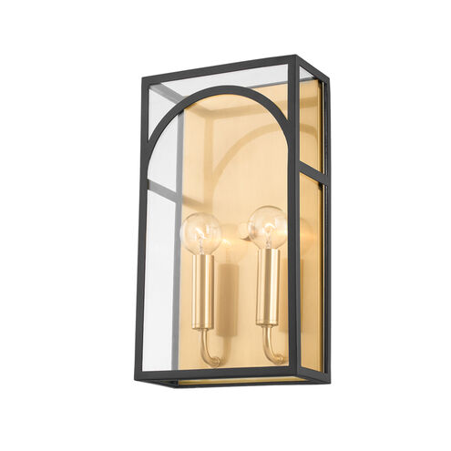 Addison 2 Light 8 inch Aged Brass/Textured Black ADA Wall Sconce Wall Light