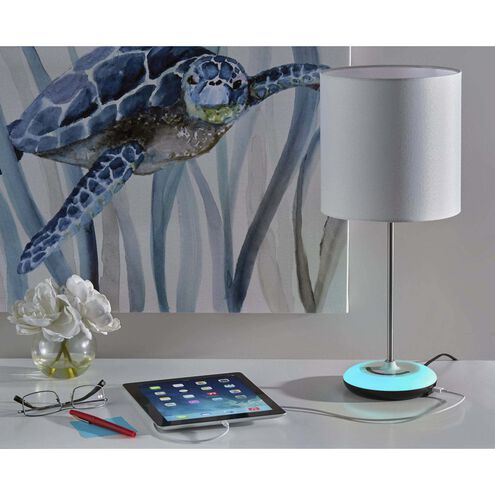 Mia 19 inch 40.00 watt Brushed Steel Color Changing Table Lamp Portable Light in White, Simplee Adesso