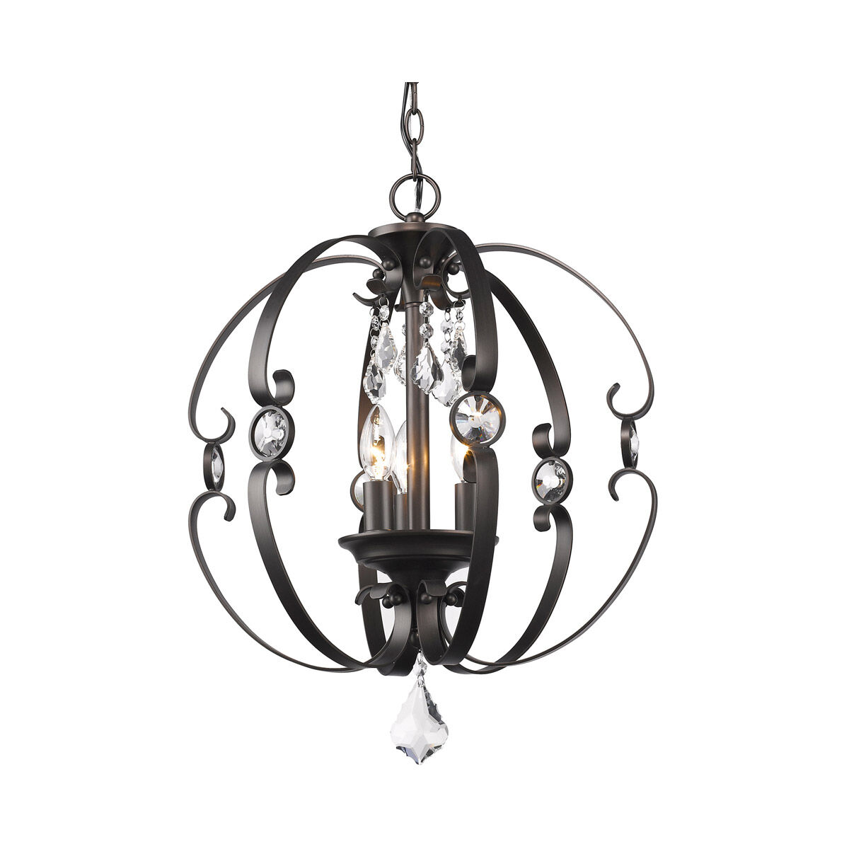 Ella 3 Light 18 inch Brushed Etruscan Bronze Pendant Ceiling Light, Caged