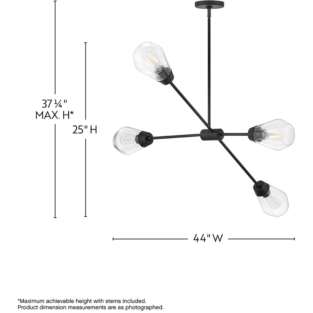 Livie 4 Light 44 inch Black Chandelier Ceiling Light