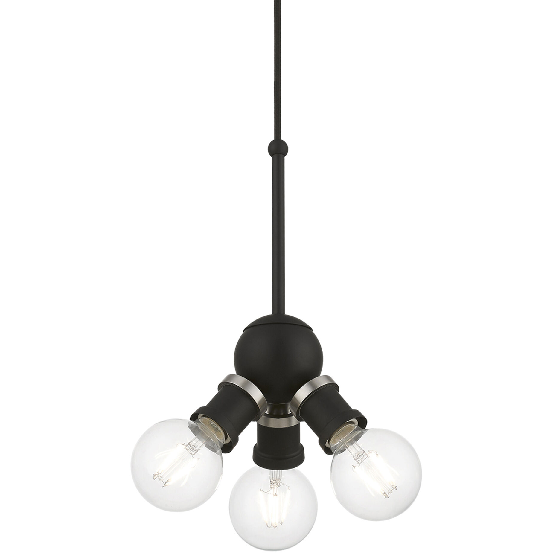 Lansdale 3 Light 7 inch Black with Brushed Nickel Accents Pendant Ceiling Light