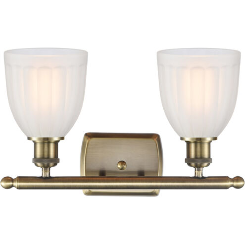 Ballston Brookfield LED 16 inch Antique Brass Bath Vanity Light Wall Light in Matte White Glass, Ballston