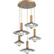 Cirrus LED 30 inch Novel Brass Multi-Pendant Ceiling Light in Smoke Granite