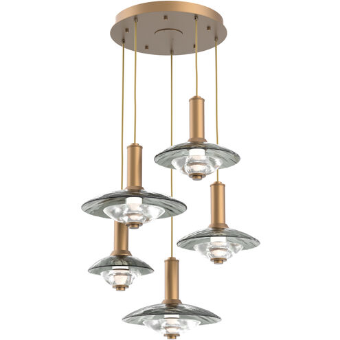 Cirrus LED 30 inch Novel Brass Multi-Pendant Ceiling Light in Smoke Granite