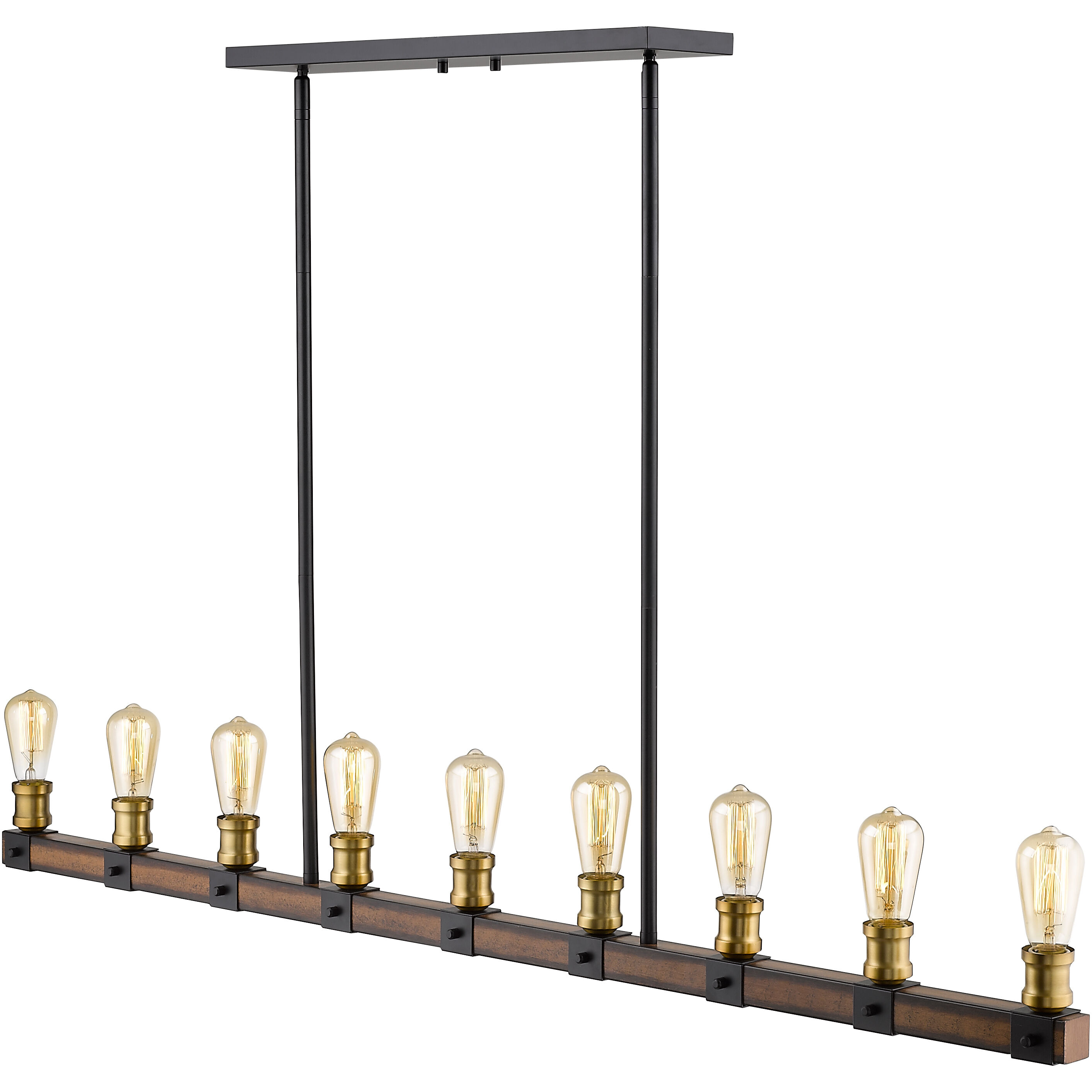 Kirkland 9 Light 56 inch Rustic Mahogany Linear Chandelier Ceiling Light