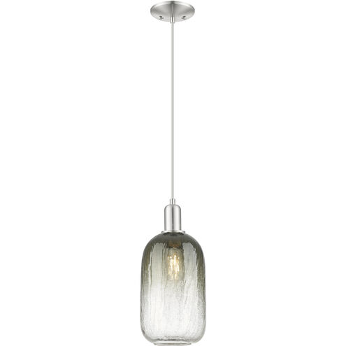 Downtown Urban Brookhaven Cloche 1 Light 7 inch Brushed Satin Nickel Mini Pendant Ceiling Light in Slate Glass