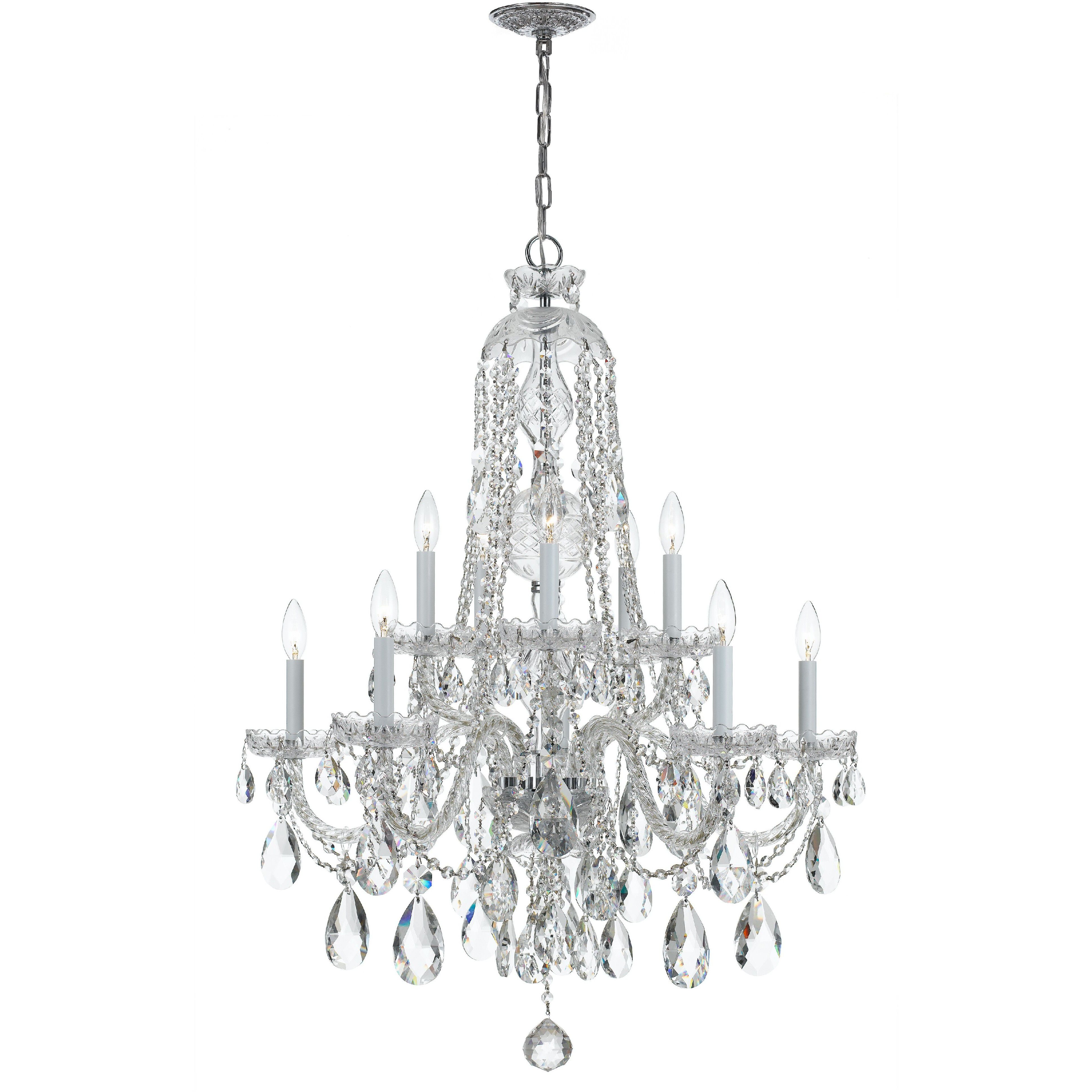 Traditional Crystal 10 Light 32 inch Polished Chrome Chandelier Ceiling Light in Clear Hand Cut