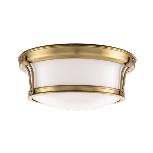 Newport 2 Light 13 inch Aged Brass Flush Mount Ceiling Light