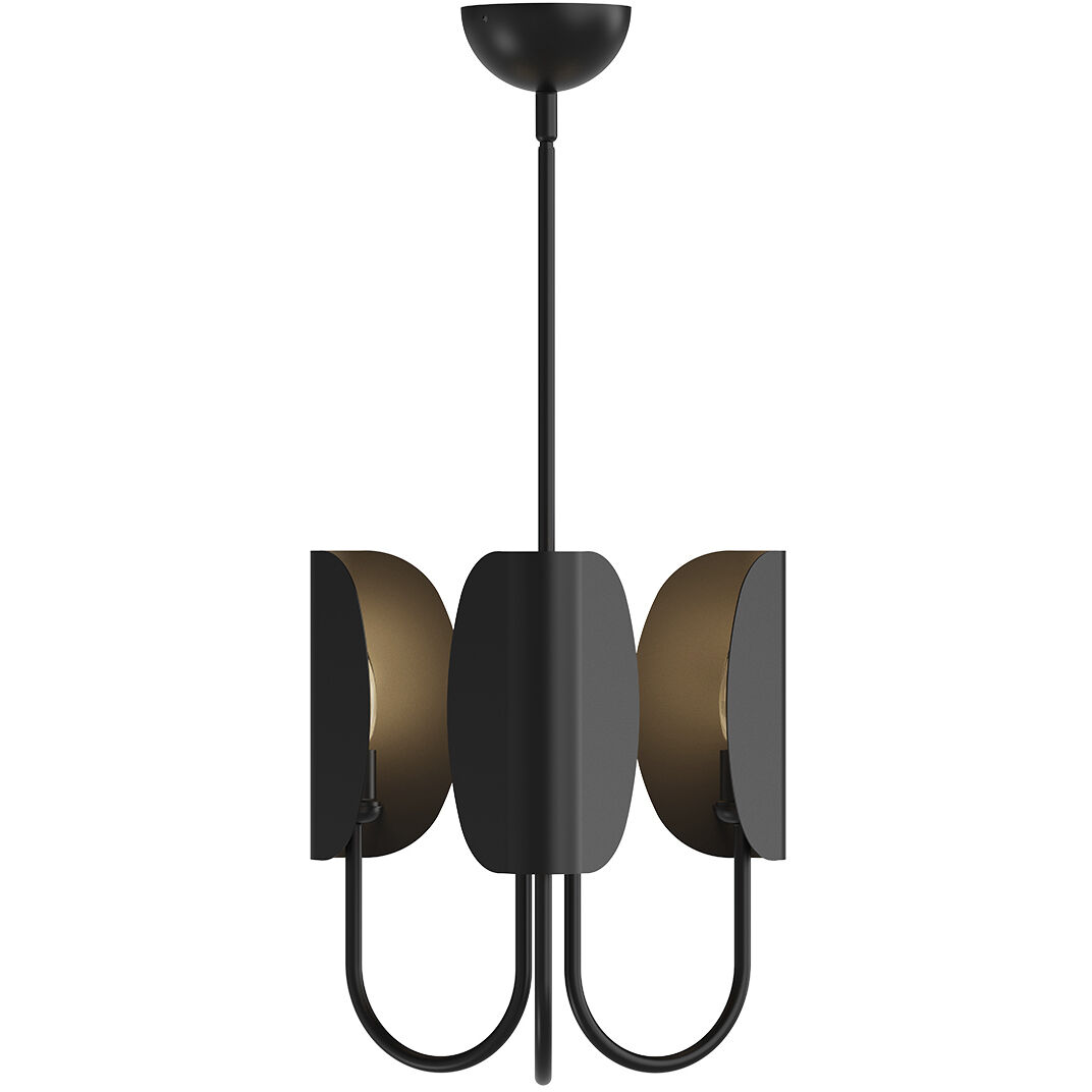 Alora Mood Seno 3 Light 15 inch Matte Black Chandelier Ceiling Light in Steel Shade