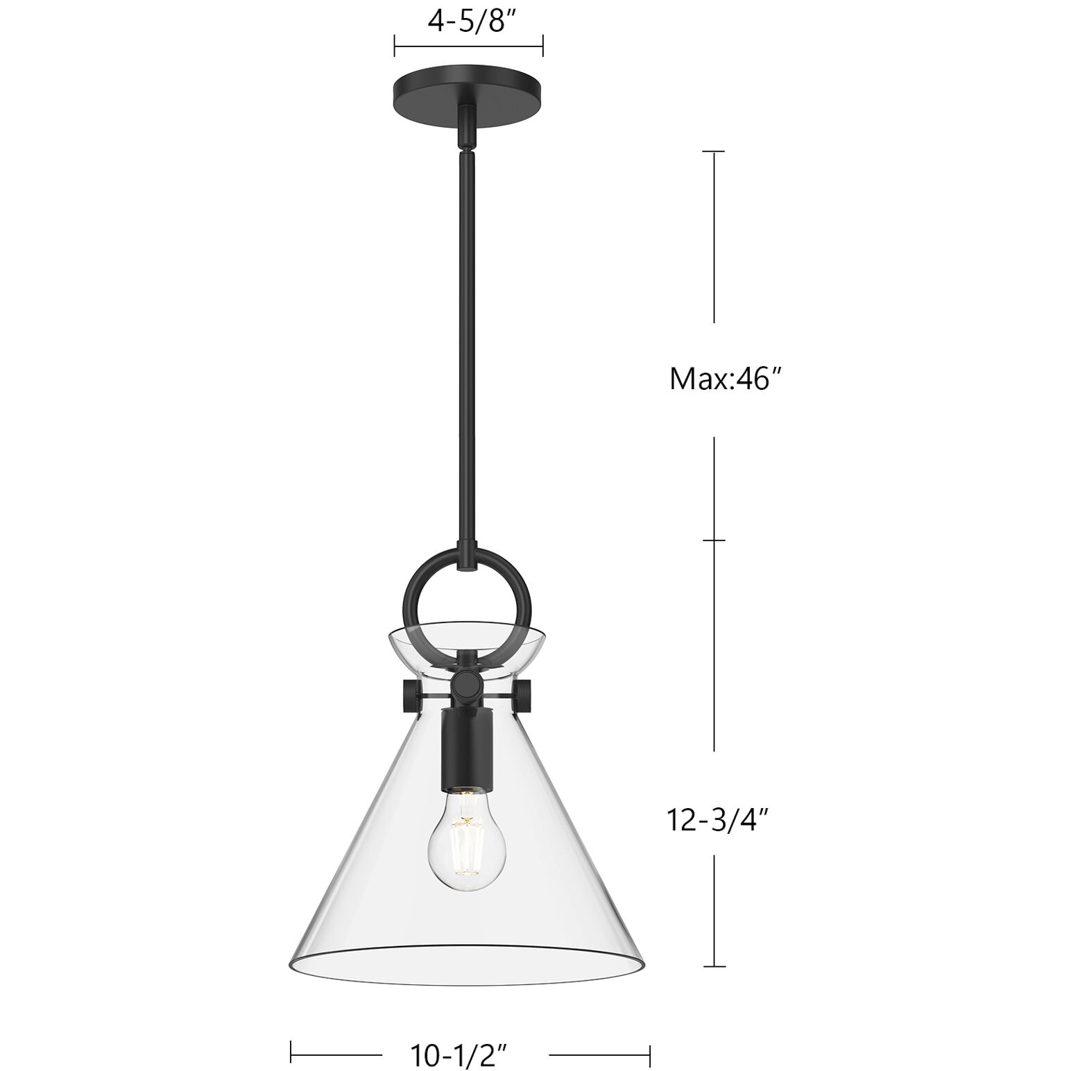 Alora Mood Emerson Pendant Ceiling Light in Matte Black, Smoked Glass