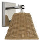 Marie Flanigan Wimberley LED 6 inch Polished Nickel Bedside Wall Light in Natural Wicker