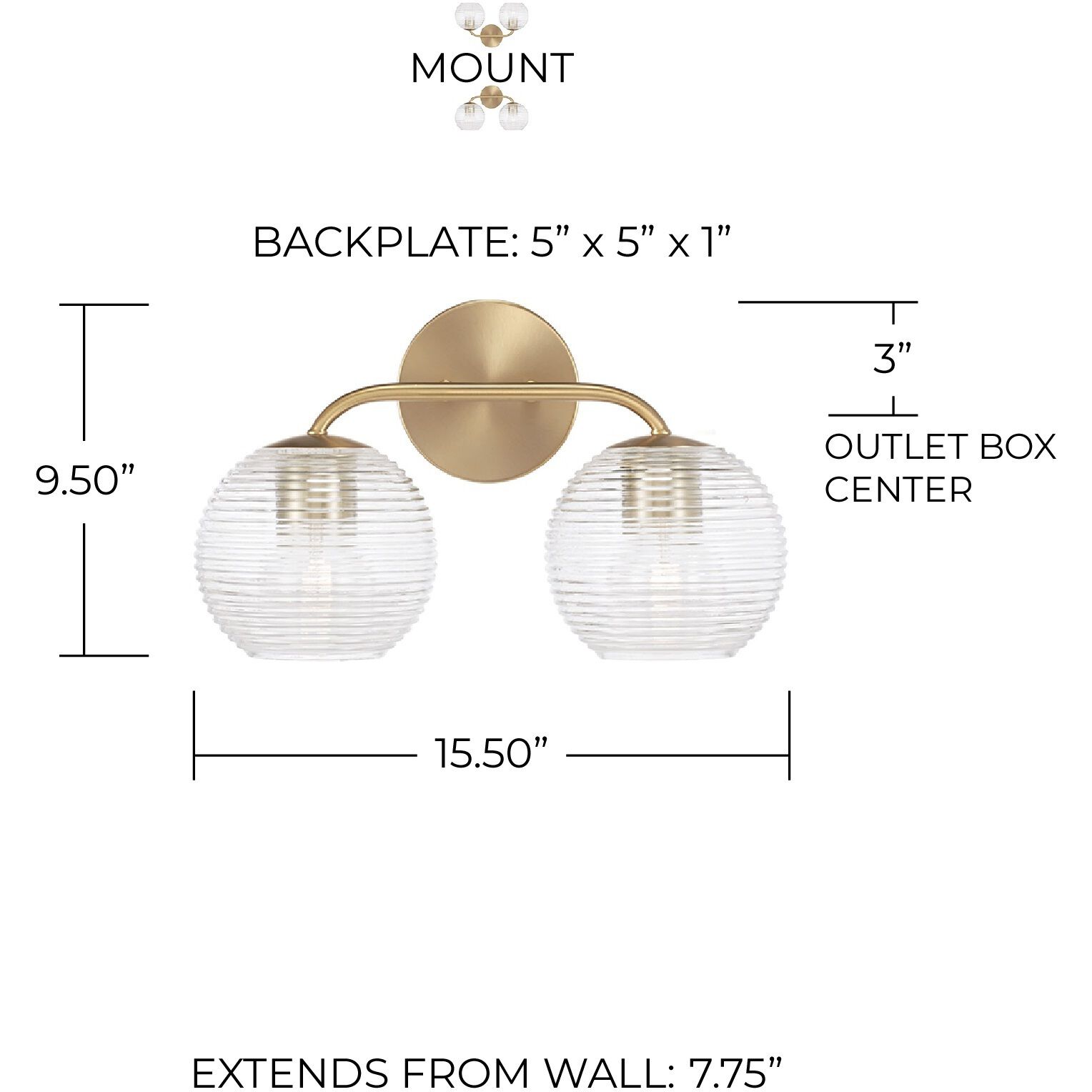 Dolan 2 Light 15.5 inch Matte Brass Vanity Light Wall Light